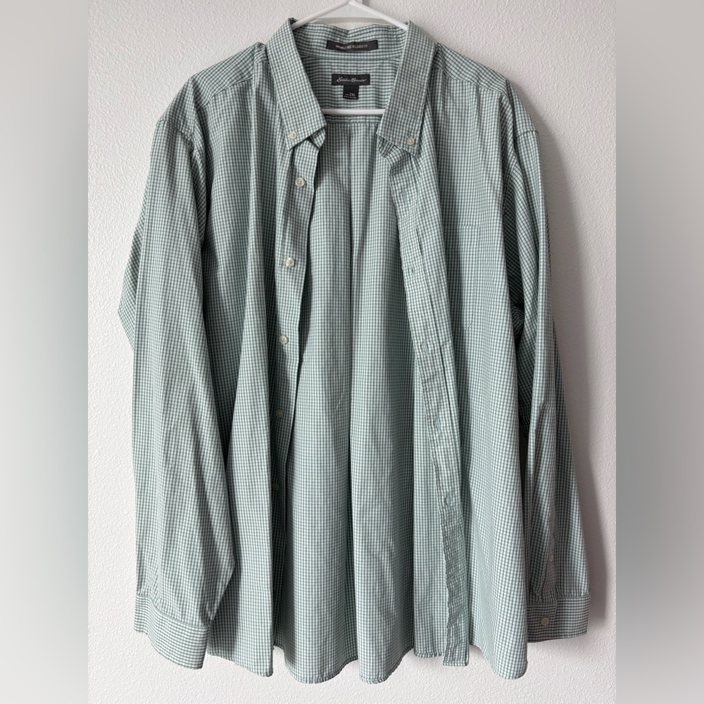 Eddie Bauer Blue and White Plaid Shirt